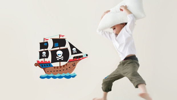 muursticker piraten, piratenkamer, piraten accessoires, piratenthema