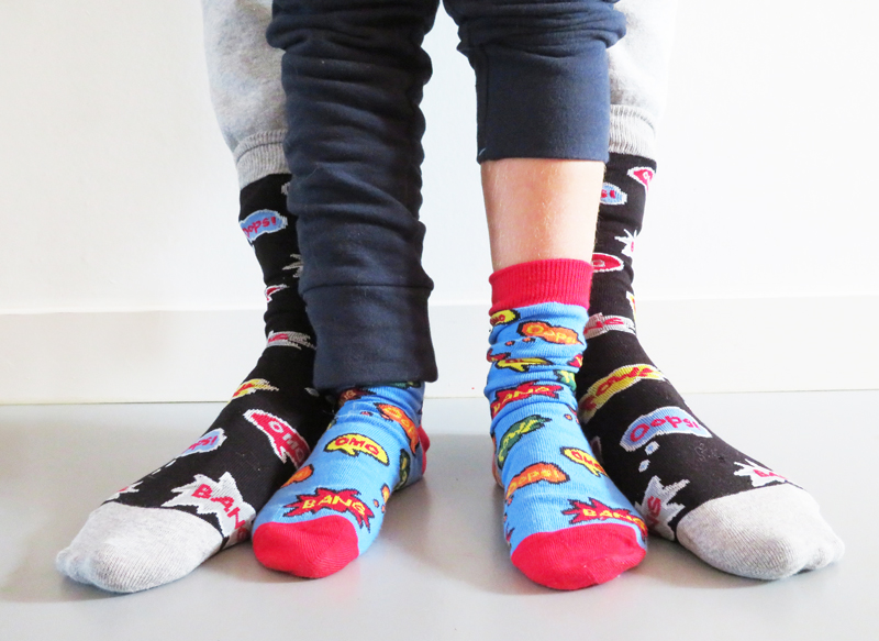 OMG sokken, bonnie doon, twinning vader zoon, leuke sokken, twinning