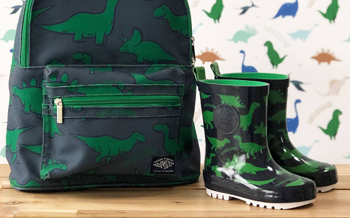 dino laarzen, dino laarsjes, dino rugtas, regenlaars dino print