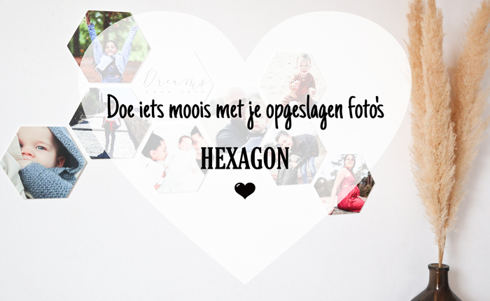 fotocollage voor aan de muur, fotocollage, hexagon, hexagons voor aan de muur, fotocadeau