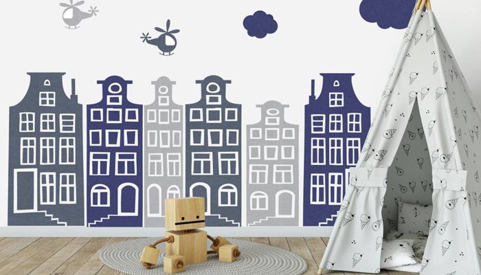 Grachtenhuis muurstickers, Grachtenhuisjes stickers