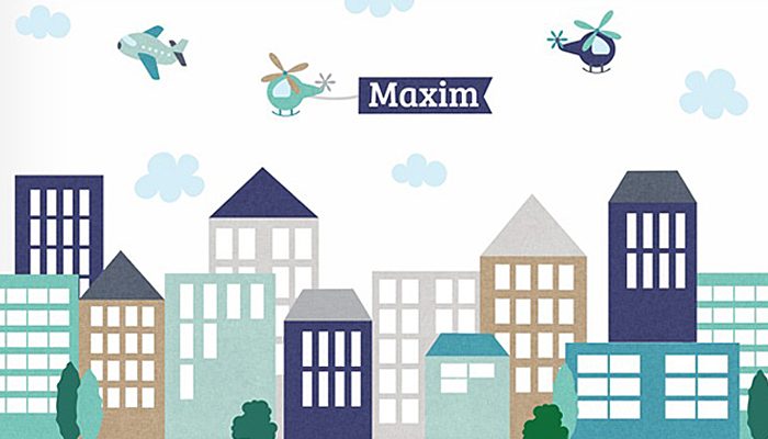 muursticker jongenskamer, muursticker huisjes